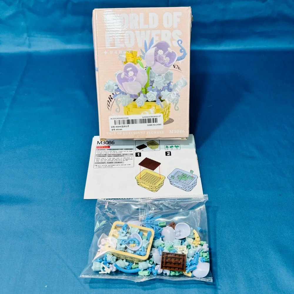 World of Flowers M3086 Blue Fairy 166pc Mini Flower Building Block Set